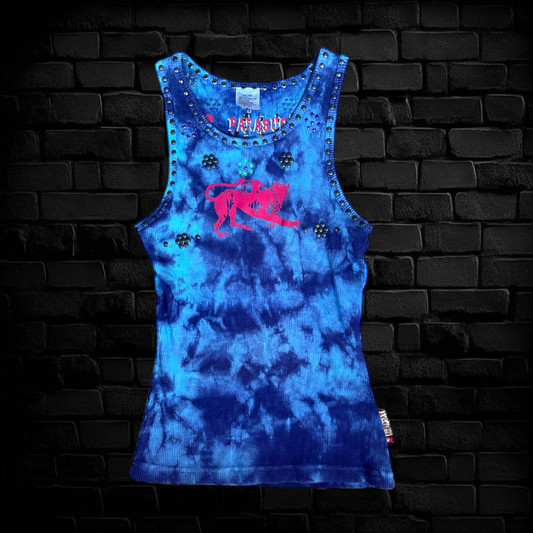 Y2K Parasuco Blue Tie-Dye Tank Top - Taille XS