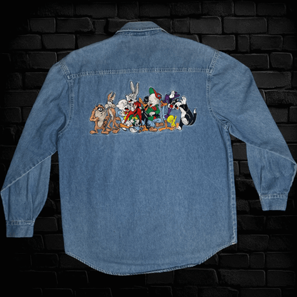 90's ACME Looney Tunes Embroidered Denim Button-up - Size M